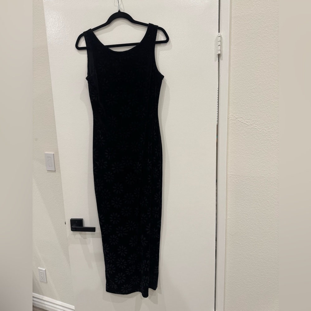 Vintage Black Velvet Maxi Dress